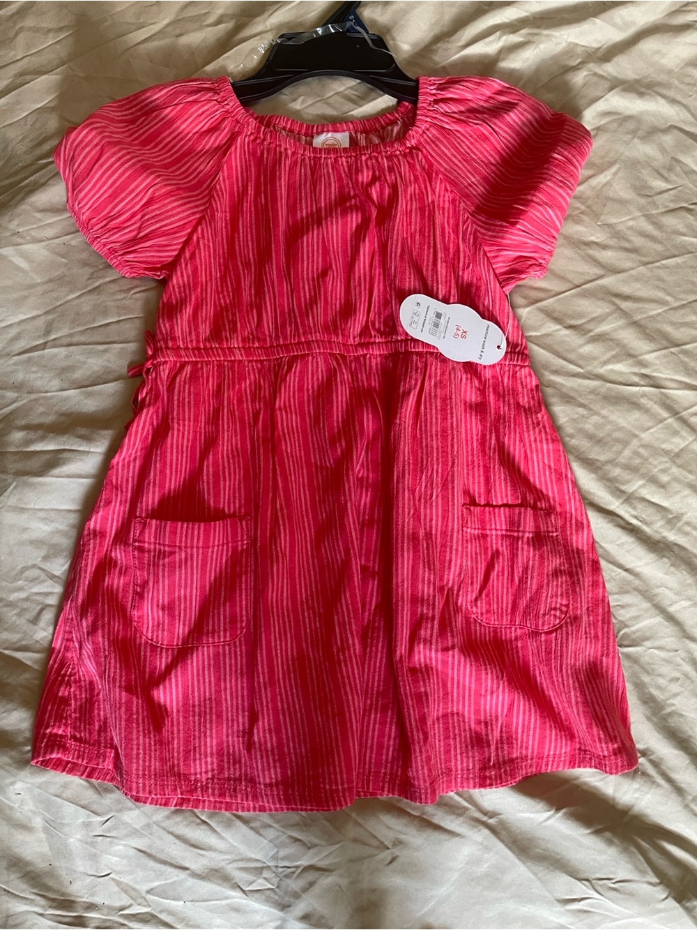 💕🔥 4/$16 Girls NWT Pink Stripe Short-Sleeve Dress